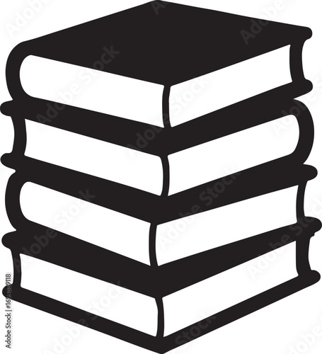 Book stack silhouette vector design for education, learning, reading, library, and knowledge art.