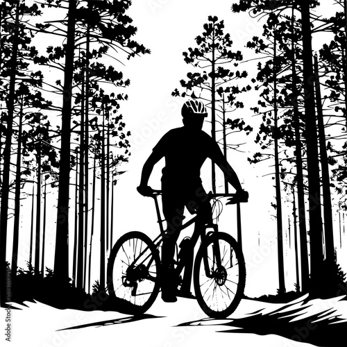 silhouette of a man riding a bicycle
