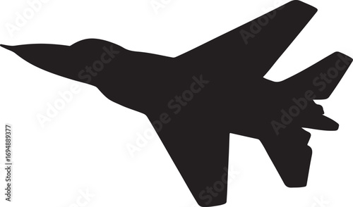 Fighter jet silhouette vector design for aviation, military, aircraft, war, airforce, battle, and defense art.