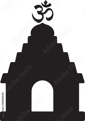 Hindu temple silhouette vector design for cultural, spiritual, religious, traditional, and sacred art.