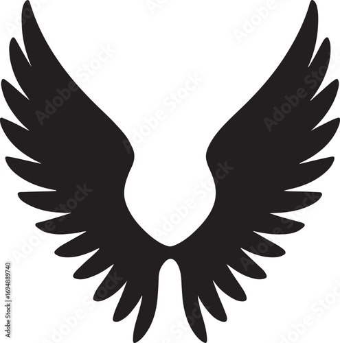 Angel wings silhouette vector design for spirituality, freedom, guardian, heaven, and divine art.
