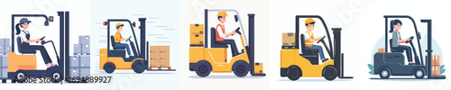 vector of a warehouse employee forklift operator