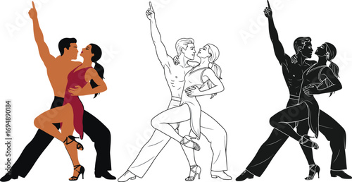 Passionate couple dancing together with elegant moves and connection