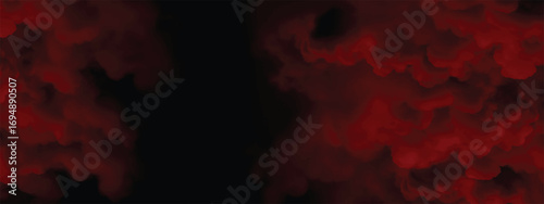 Red fog cloud filling background in dramatic ominous cinematic style