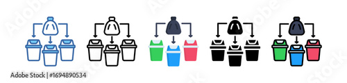 Waste Sorting Icon Multi Style Illustration