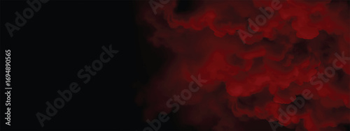Abstract art background with red vapor cloud in spooky atmosphere