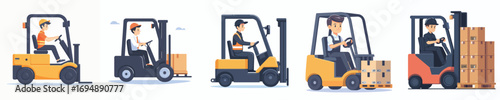 vector of a warehouse employee forklift operator