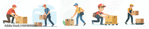 vector of a parcel courier picking up a package