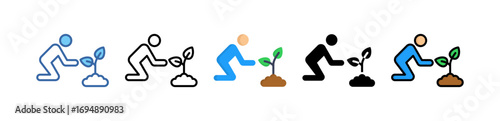 Tree Planting Icon Multi Style Illustration