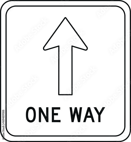 Clear directional sign indicating a one-way street ahead for safe travel.