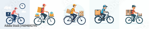 vector of a food delivery person on a bicycle