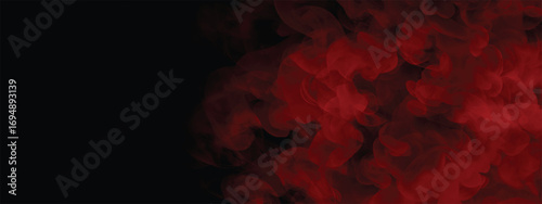 Abstract design with smoky red cloud texture covering black background