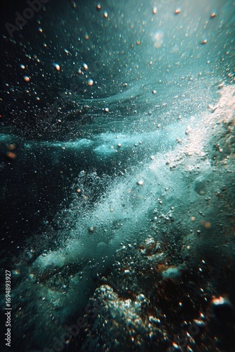 Underwater eruption of bubbles