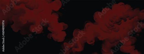Mysterious atmosphere with thick red fog and dark dramatic backdrop