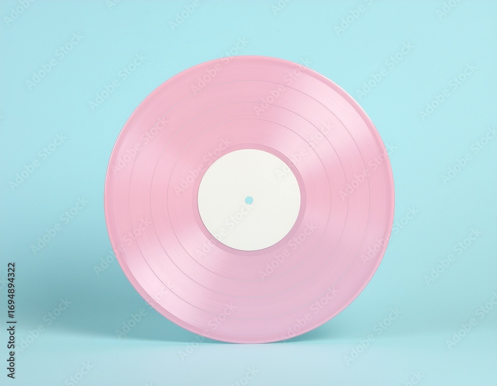 Fototapeta premium Mavi bir arka plan üzerinde pembe vinil plak