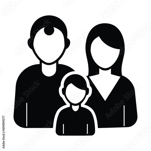 Parents with Child Vector Icon Isolated on White Background