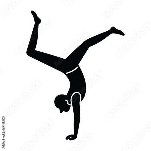 Gymnast Doing Handstand Vector Icon Isolated on White
