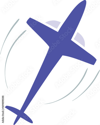 Blue Airplane Vector Illustration – Simple Aircraft Silhouette with Motion Lines, Ideal for Travel, Aviation, Transportation, and Adventure Themed Graphic Designs and Projects.
