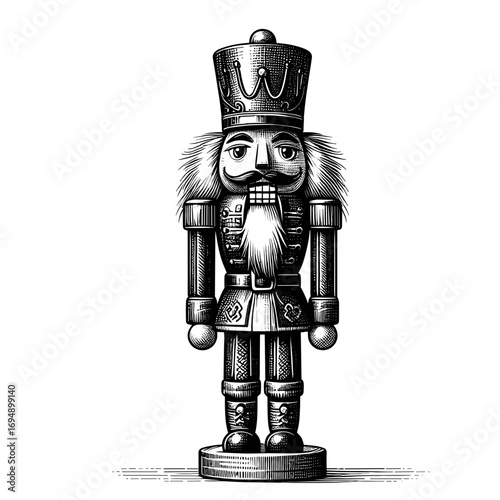 Nutcracker in black and white engraving style