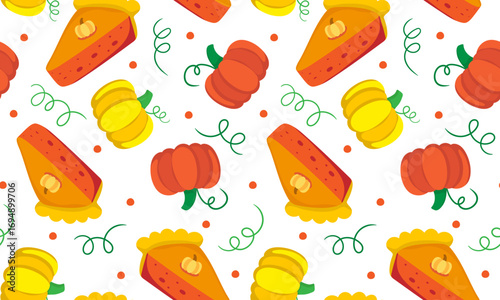 thanksgiving pie and pumpkin background a seamless pattern for festive autumn and harvest celebrations