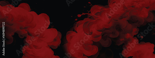 Abstract red mist and smoke blending with dark shadows in background