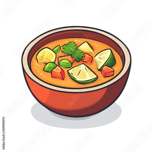 Sopa De Lima, cartoon vector illustration, flat 2D isometric style, white background.