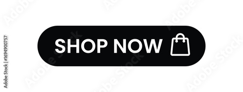 Shop Now Button with Shopping Bag Icon – Ecommerce Vector Design