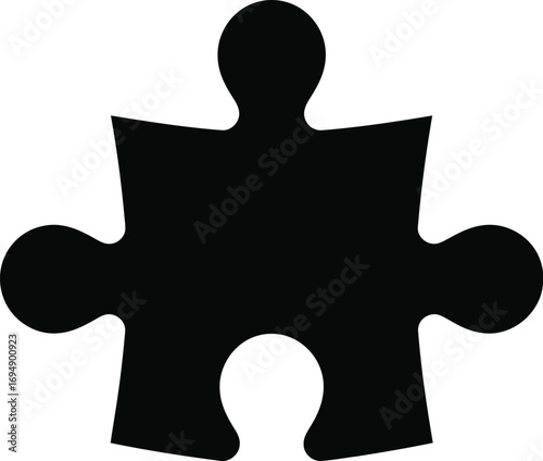 Simple black puzzle piece silhouette for problem solving and connection concepts