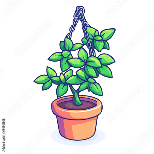 Watch Chain Plant, vector graphic, 2D flat isometric cartoon illustration on white background.

