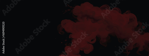Thick red vapor rising in mysterious dark atmosphere creating moody backdrop