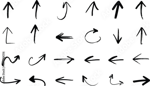 Collection of hand-drawn arrows pointing in various directions, representing direction and movement