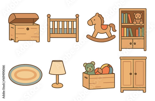 Martial arts equipment icons: sword, black belt, boxing gloves, punching bag, nunchaku, helmet, mat