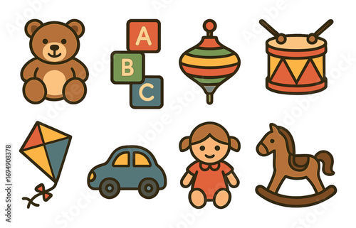 Glowing marine icons: fish, seahorse, coral, seashell, jellyfish, seaweed, wave