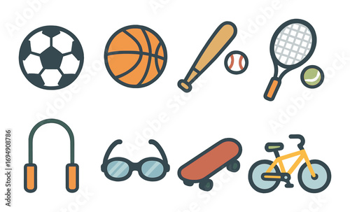 Travel icons: suitcase, airplane, compass, tent, camera, globe, ticket, palm tree