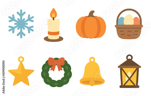 Silhouette icons: detective theme with hat, magnifying glass, and more