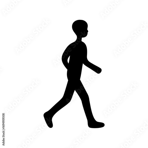 Silhouette of a person walking, representing movement, health, and a simple design