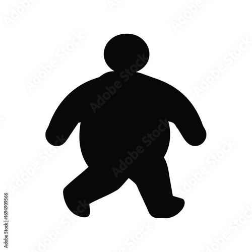 Silhouette of a person walking forward in simple black and white depiction