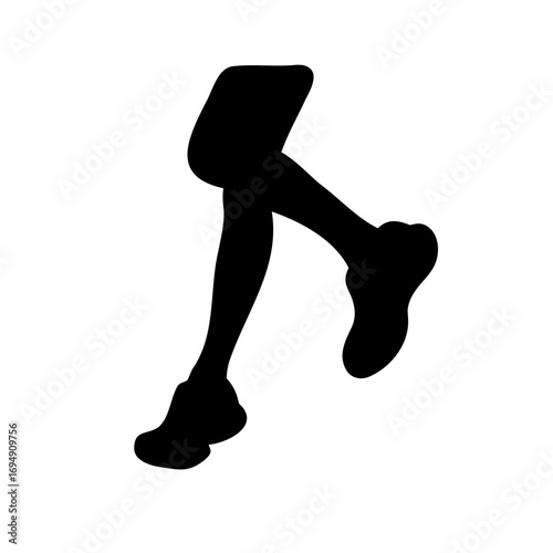 Silhouette illustration of running legs and feet in motion over white