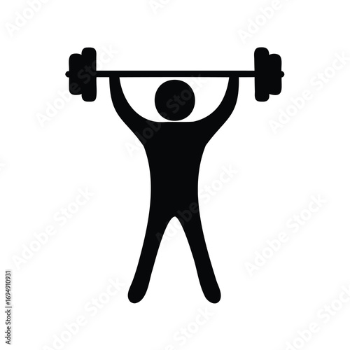 Silhouette of a figure lifting a barbell overhead, representing strength and fitness