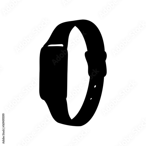 Silhouette of a modern smartwatch with adjustable band against a white background