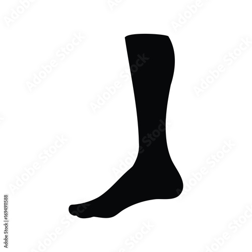 Silhouette of a Human Leg and Foot on a White Background