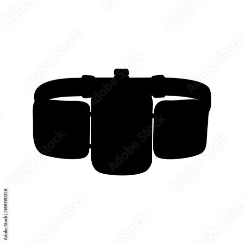 Silhouette of a running belt with water bottles and compartments for running