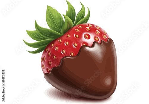 Vector art of delicious chocolatedipped strawberry with fresh green leaves, a sweet treat for any occasion