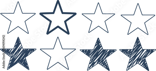 Illustration of eight stars, three of which are filled in, indicating a rating.