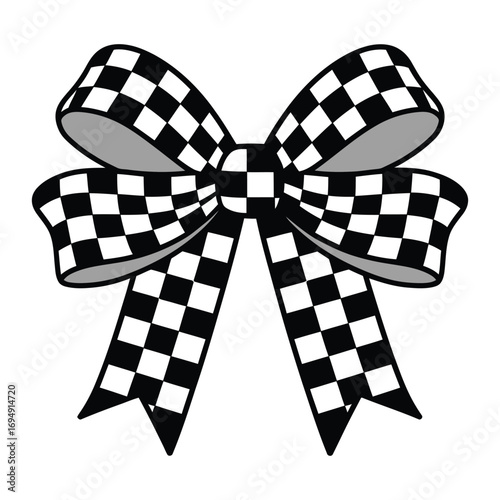 Checkered Bow Icon Decorative Illustration