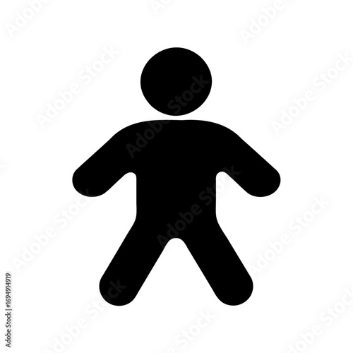 Stylized black silhouette of a person with arms and legs spread out
