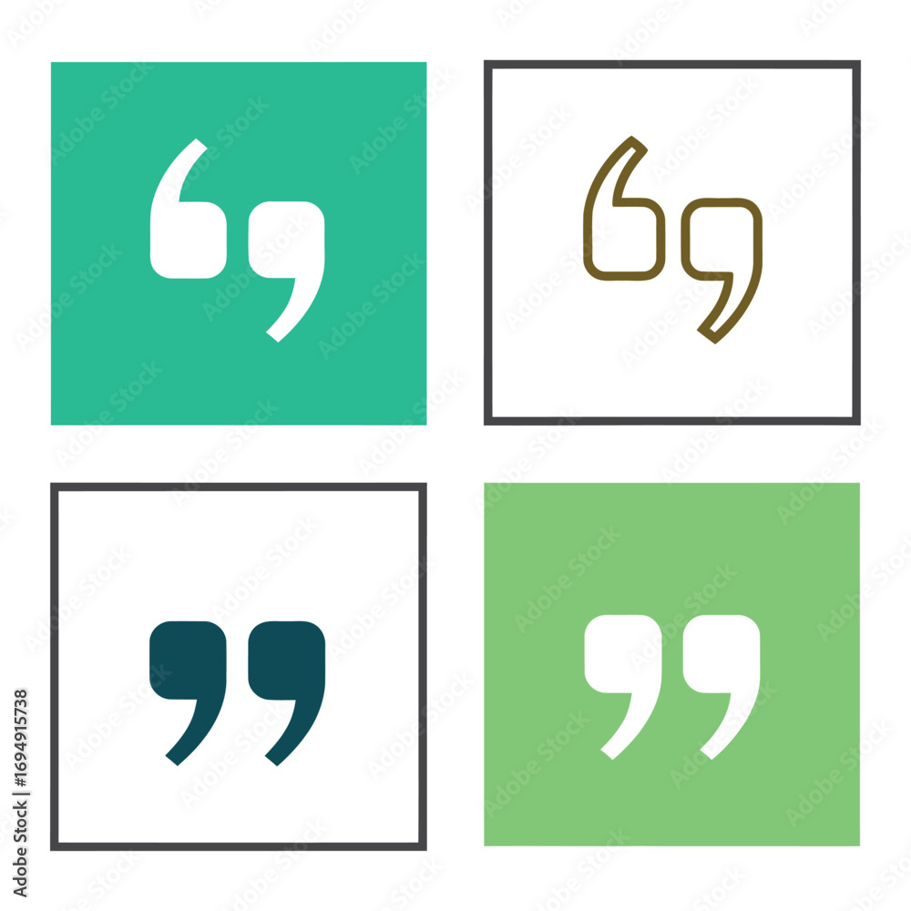 Obraz premium Quotation mark icon set isolated on white background