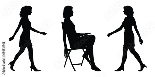 Walking Women Silhouette | Female Lifestyle Vector Illustration
