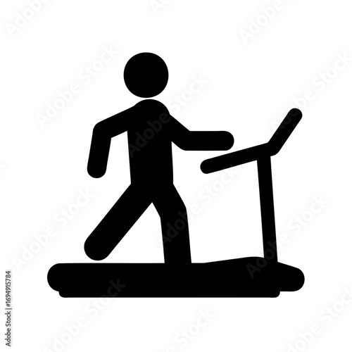 Silhouette of a person using a treadmill for exercise and fitness