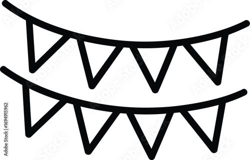 Two lines of simple outline triangular bunting flags, often used for festive decorations and celebrations.